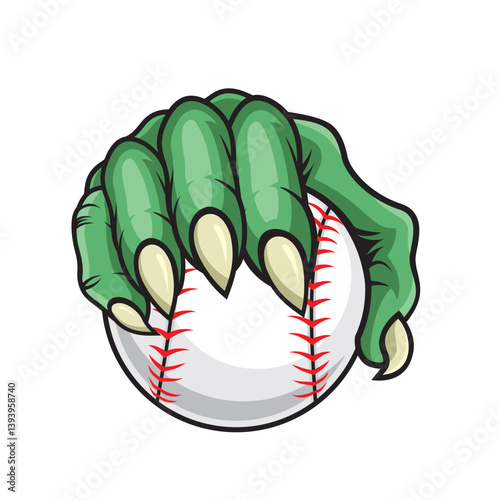 claw monster hand holding baseball vector illustration design