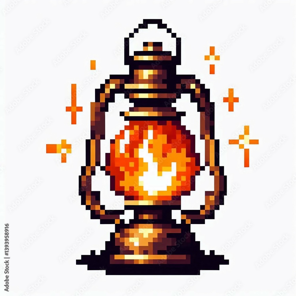 Fototapeta premium Pixel Art Lantern Lamp suitable for art exhibition