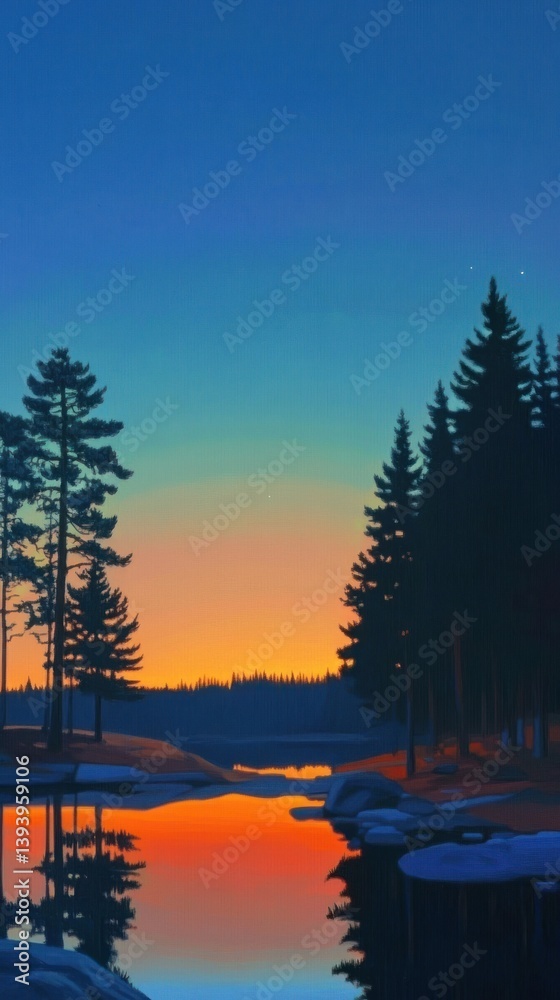 Fototapeta premium Aurora sky landscape wallpaper scenery.