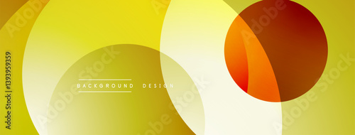 Abstract composition featuring overlapping circles. Warm yellow, orange hues dominate design. Minimalist aesthetic creates modern visual experience. Smooth gradients enhance depth.