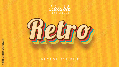 Retro Editable Text Effect with 70s Vintage Style and Colorful Layered Shadow