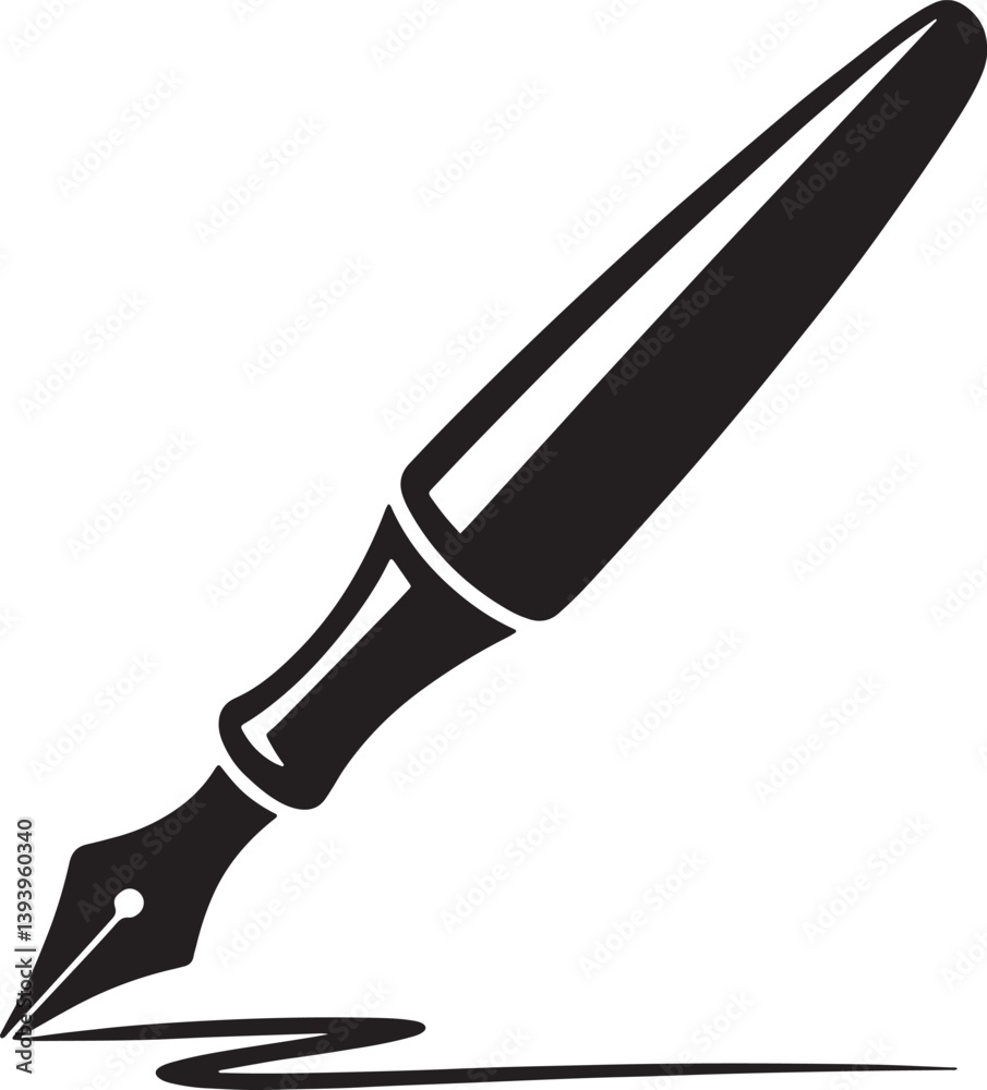 Fototapeta premium Calligraphy Pen silhouette vector illustration