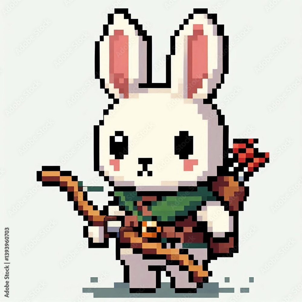 Obraz premium Pixel Art Rabbit Archer Suitable for website background