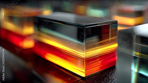 Layered Neon Echoes with Geometric Transparency and Digital Motion Blur in Minimalistic Futuristic Design
