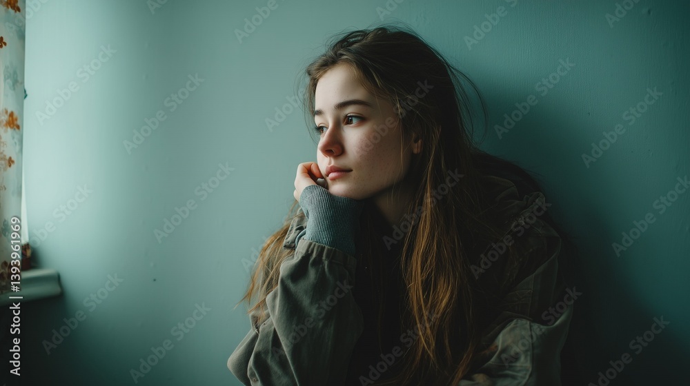 影と光のバランスが美しい、日常のワンシーンを思わせる若い女性の自然な姿、シネマティックでリアルな雰囲気のポートレート素材 影と光のバランスが美しい、日常のワンシーンを思わせる若い女性の自然な姿、シネマティックでリアルな雰囲気のポートレート素材
