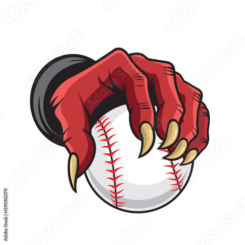 devil hand holding baseball vector illustration design