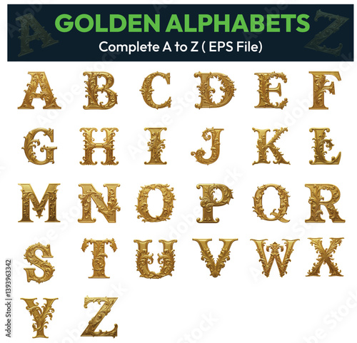 Golden Ornate Alphabet – Luxurious Vintage Letters with Floral and Baroque Embellishments