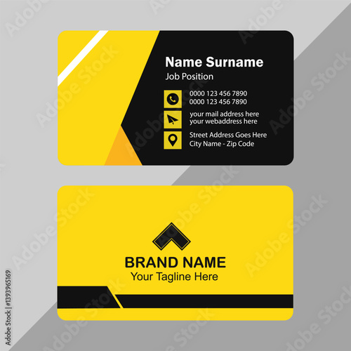 Modern creative black and yellow business card simple unique design template