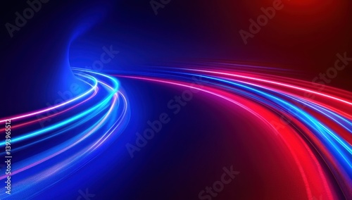 Wallpaper Mural Dynamic neon light trails on a curving path Torontodigital.ca