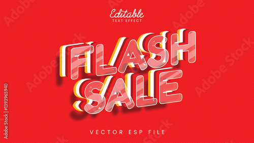 Text EffectEditable 3D Glass Effect Flash Sale Text with Red Background and Modern Font