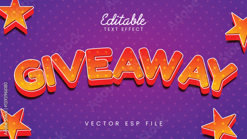 Editable 3D Giveaway Text Effect with Bright Star and Promotion Design