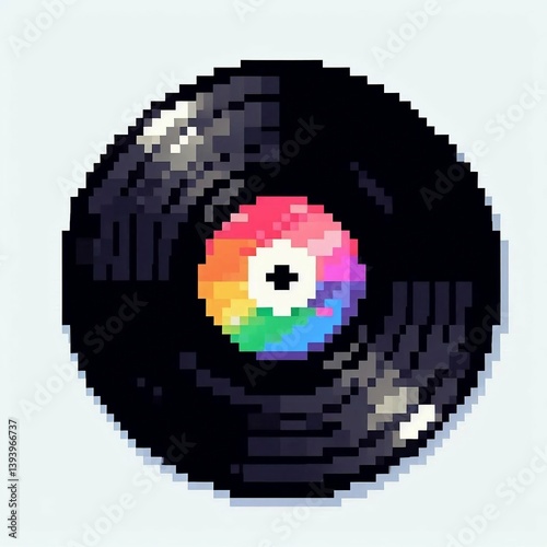 Pixelated Vinyl Record Graphic Suitable for Editorial Use
