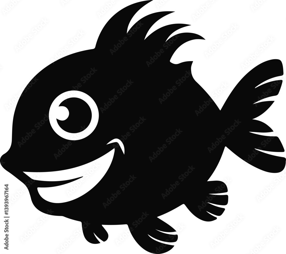 Fototapeta premium Fish Shadow Silhouette Vector Art