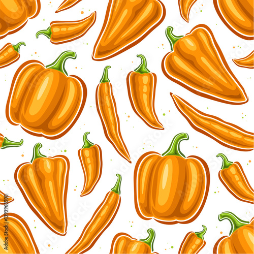 Vector Orange Pepper Seamless Pattern