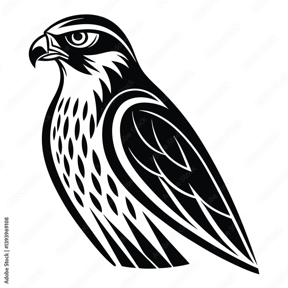 Obraz premium Minimalist Falcon Illustration Powerful Bird Symbol