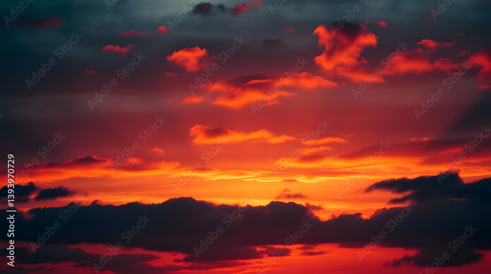 Fototapeta premium Toned dramatic sky background. orange pink clouds. Cloudscape. Fantastic sunset.