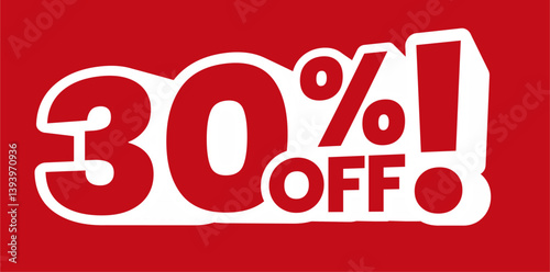 30% Off Discount Sale Sign Bold Red Promotional Banner
