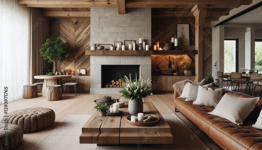 Details Combine modern furniture with rustic elements like a sto Details Combine modern furniture with rustic elements like a sto