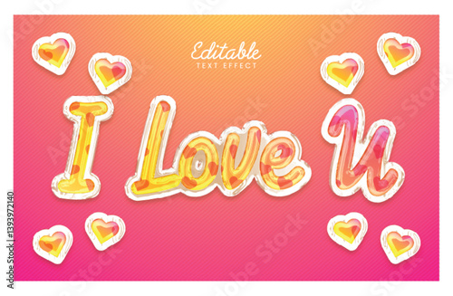 Editable Valentine's "I Love U" Text Effect with 3D Heart Balloon Style