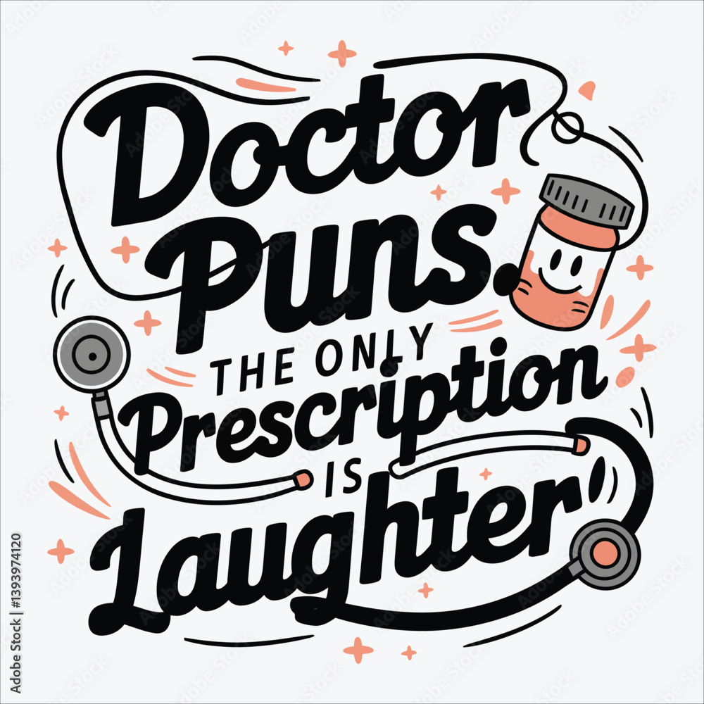 Naklejka premium Doctor of Puns T-Shirt 