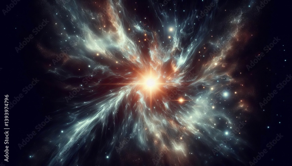 Fototapeta premium Dust galaxy with star like particles in deep space black