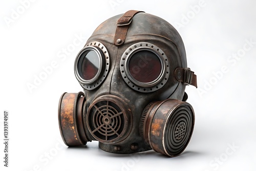 Vintage gas mask with leather straps, symbolizing resilience and protection.