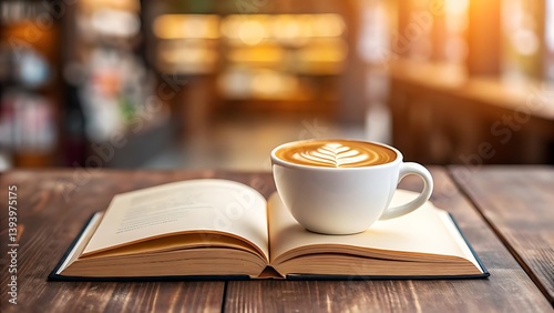 Open book with a coffee cup, symbolizing relaxation and the joy of reading.