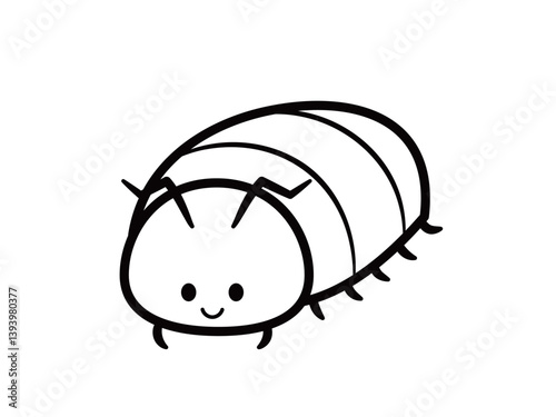 虫さん_ダンゴムシ_モノクロ