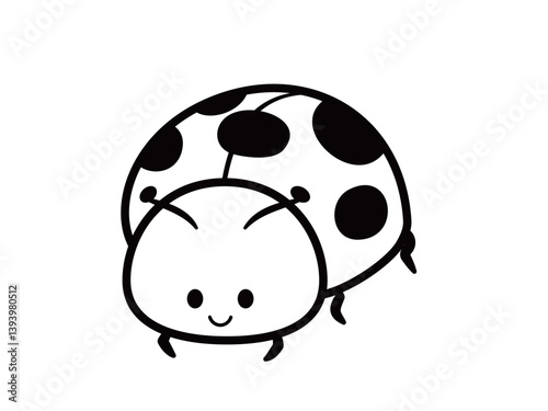 虫さん_テントウムシ_モノクロ