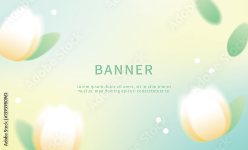 Yellow and green gradient background with flowers.