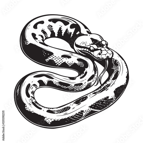 Snake Burmese Python Vector Image isolated on white background.