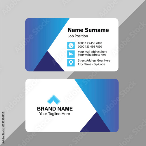 blue business card. visiting card template two sides