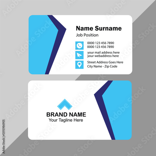 blue business card. visiting card template two sides