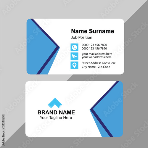 blue business card. visiting card template two sides
