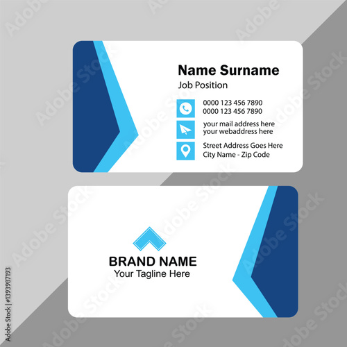 blue business card. visiting card template two sides