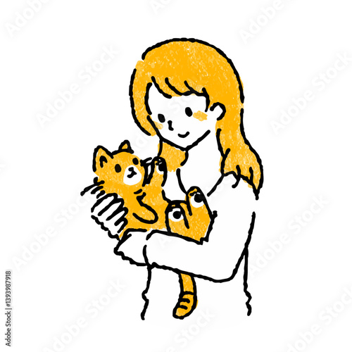 猫を抱く女性
