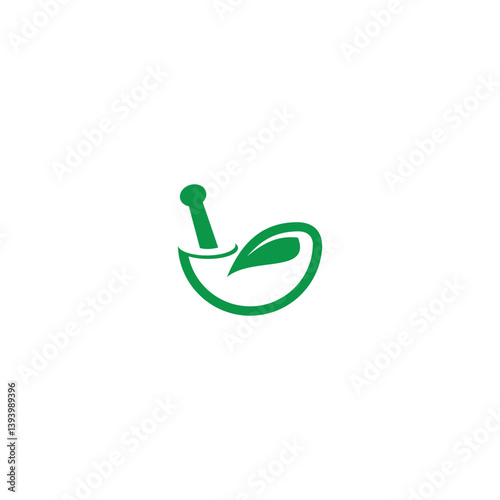 herb logo. vector illustration of leaves and herbal bowl for icon, symbol or logo
