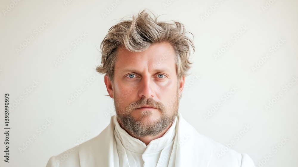 Obraz premium Serious man in white attire