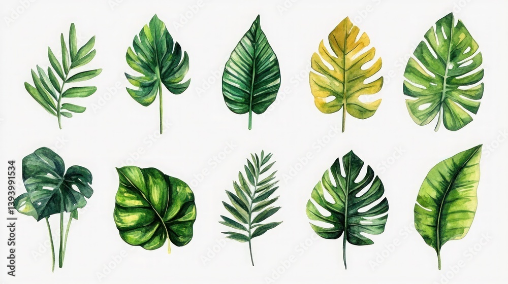 Fototapeta premium Leaf Diversity – Twelve Unique Botanical Specimens in Natural Hues