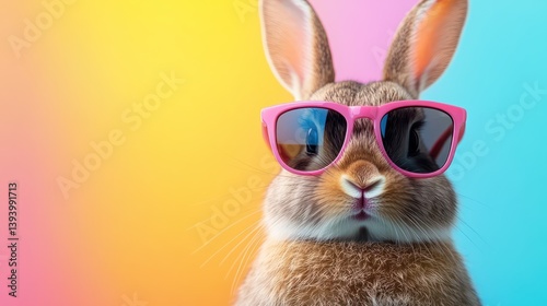 Cool bunny sunglasses pastel background Easter (1)