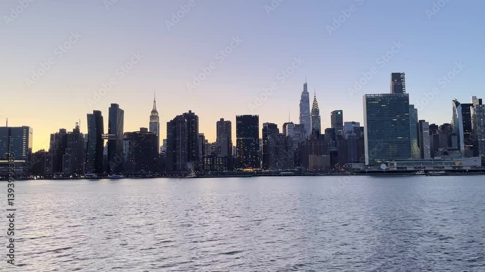 Horizontal video of the Manhattan, New York City skyline at night Horizontal video of the Manhattan, New York City skyline at night