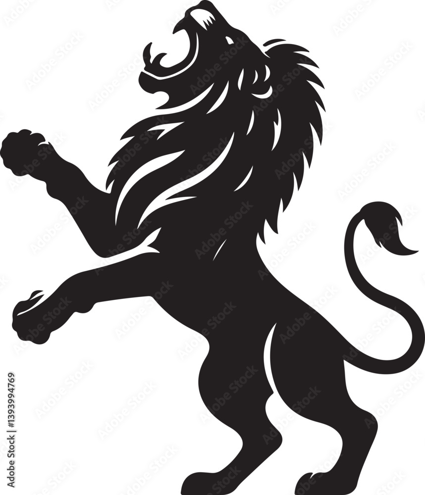 Naklejka premium Lion black silhouette vector, Lion vector 