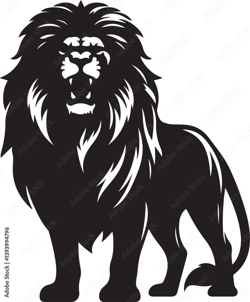 Fototapeta premium Lion black silhouette vector, Lion vector 