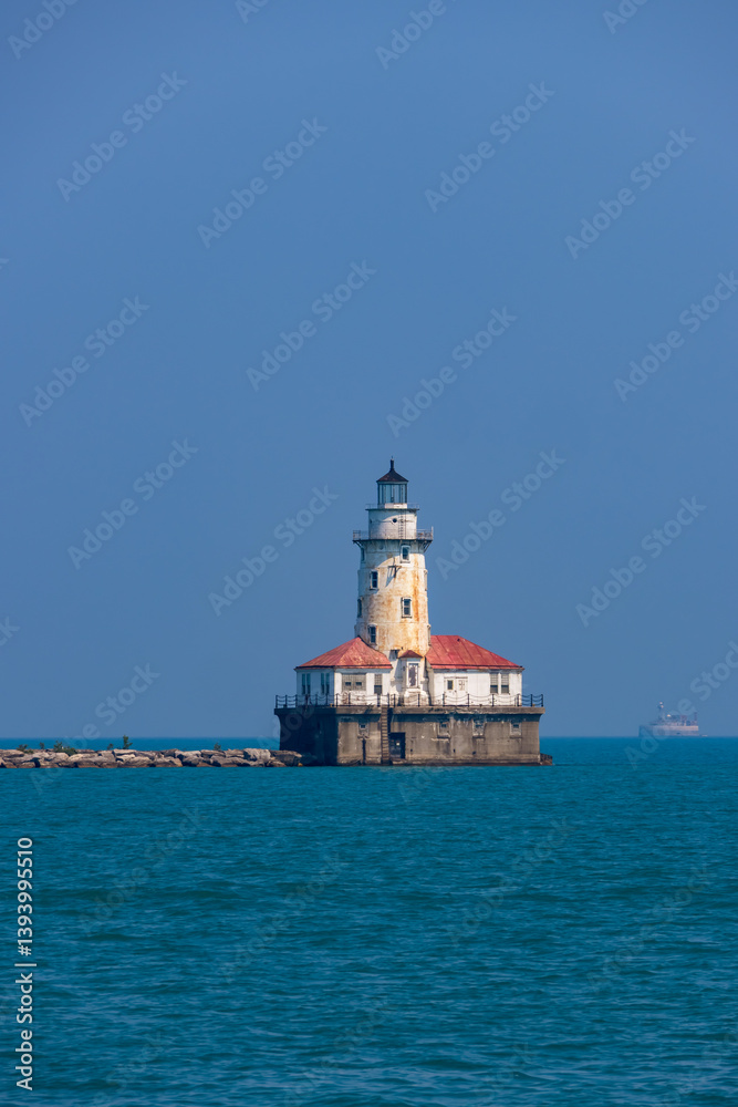 Chicago harbor lighthouse in the middle of Lake Michigan Chicago harbor lighthouse in the middle of Lake Michigan