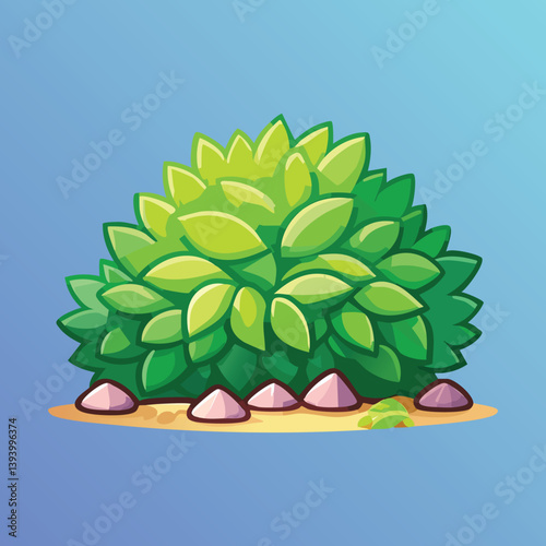 Bush With Rocks Fit for Game Asset