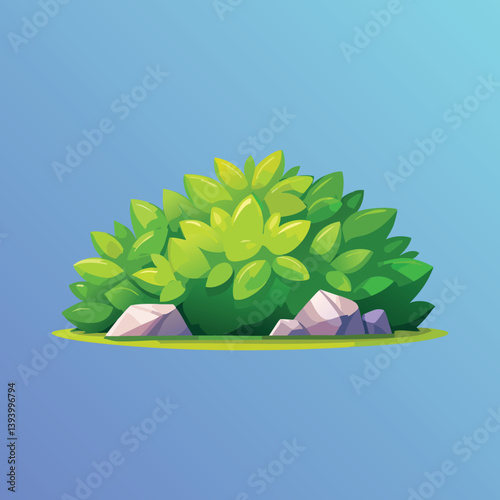 Simple Bush With Rocks Suitable for Platformer Game