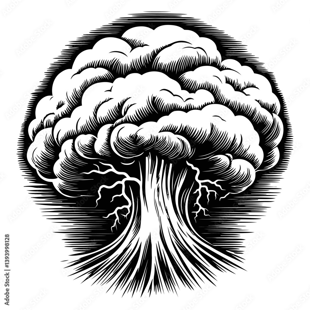 Powerful Illustration of Mushroom Cloud and Tree-Like Structure