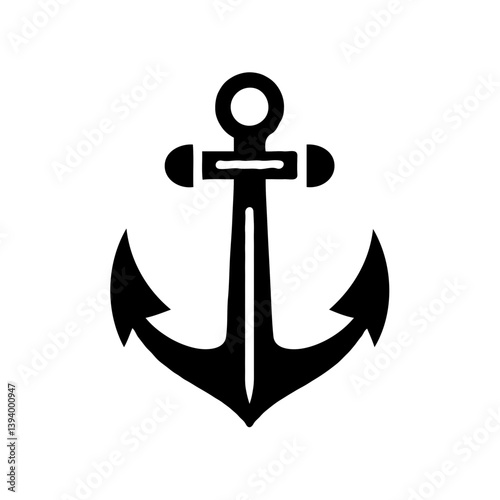 Anchor symbol in black silhouette on white background  