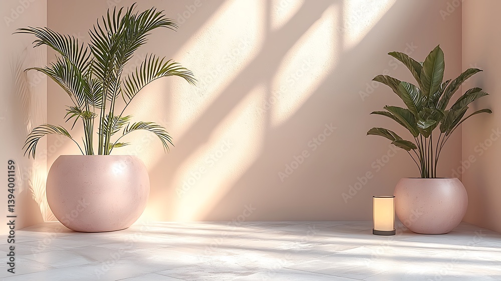 Obraz premium Calm, sunlit room with plants