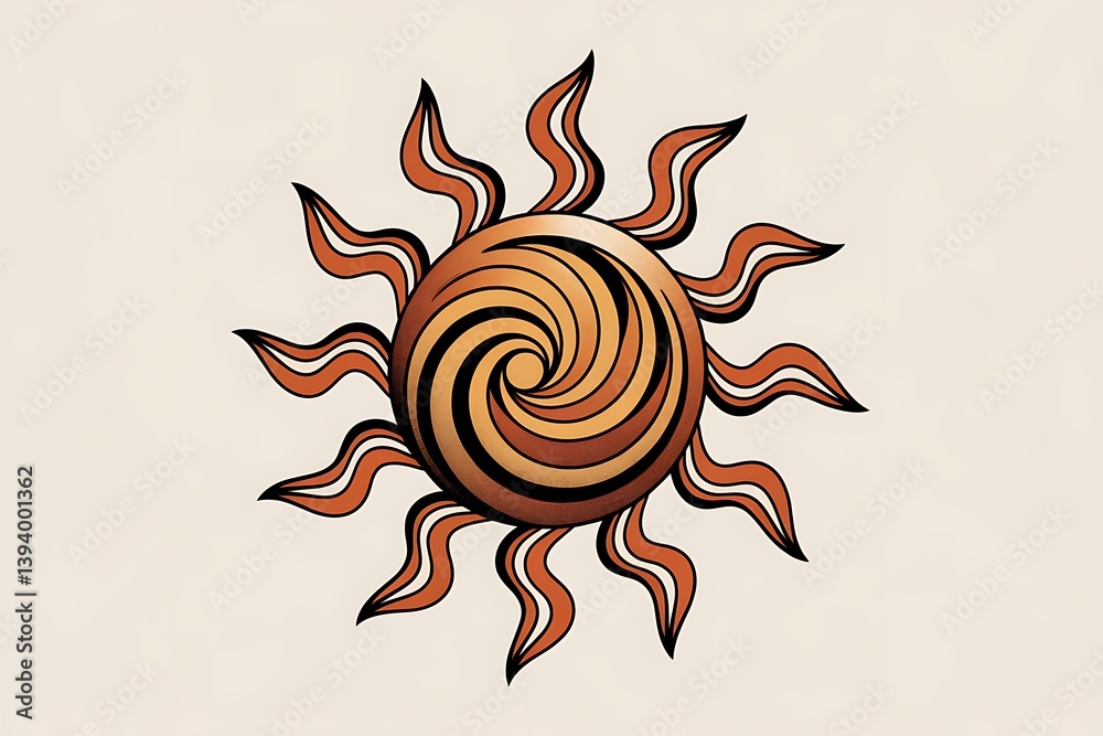 A Stylized Sunburst Design with Swirling Center A Stylized Sunburst Design with Swirling Center